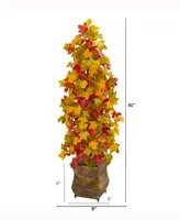 Nearly Natural 41in. Autumn Maple Artificial Tree in Decorative Metal Planter