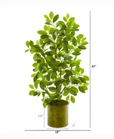 Nearly Natural 37in. Mini Ficus Artificial Tree in Green Planter