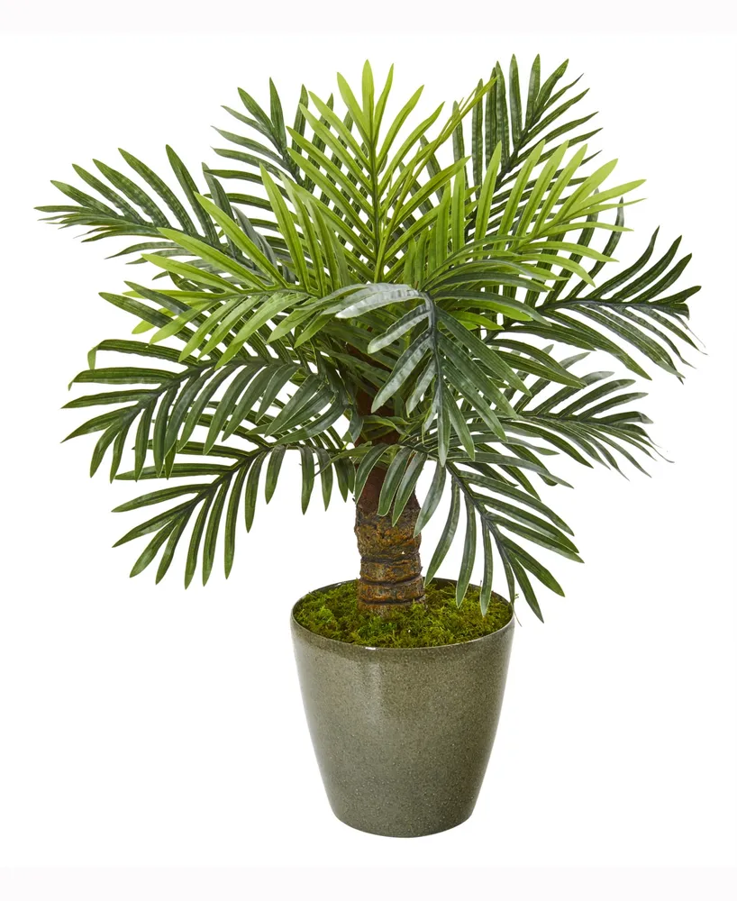 Nearly Natural 26in. Robellini Palm Artificial Tree in Green Planter