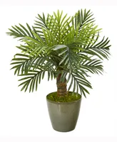 Nearly Natural 26in. Robellini Palm Artificial Tree in Green Planter