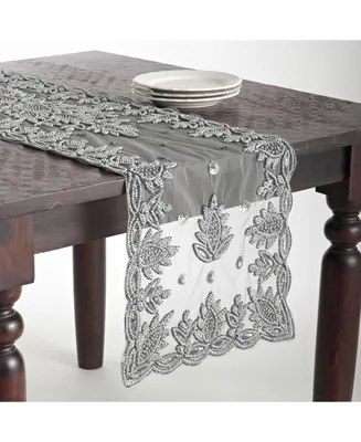 Saro Lifestyle Hand Beaded Design Table Runner, 16" x 90"