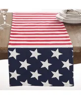 Saro Lifestyle Star Spangled American Flag Design Table Runner