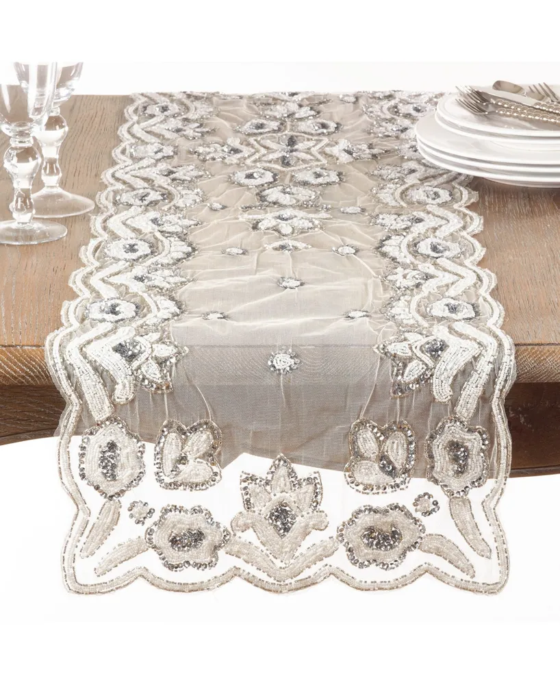 Saro Lifestyle Hand-Beaded Table Runner