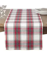 Saro Lifestyle Classic Plaid Pattern Cotton Table Runner