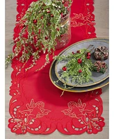 Saro Lifestyle Embroidered Angel Cherub Design Christmas Table Runner