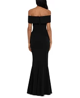 Betsy & Adam Petite Off-The-Shoulder Mermaid Gown