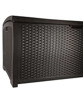 Vm Innovations Suncast DBW9200 99 Gallon Outdoor Resin Patio Storage Chest with Handles, Mocha