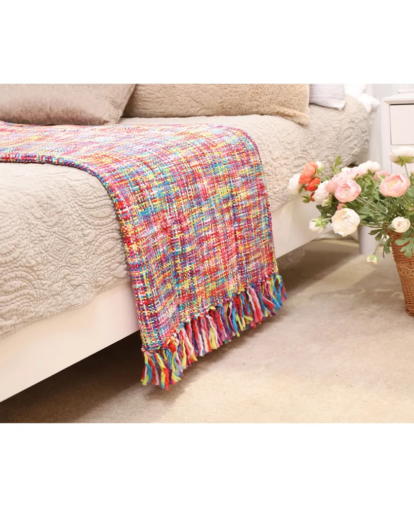 Battilo Tropical Style Rainbow Throw Blanket