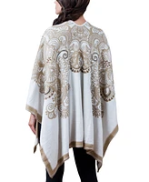 Simply Natural Women's Embroidered Alpaca Reversible Kimono