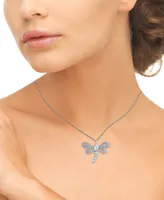 Blue Topaz (3/4 ct. t.w.) & Diamond Accent Dragonfly 18" Pendant Necklace in Sterling Silver