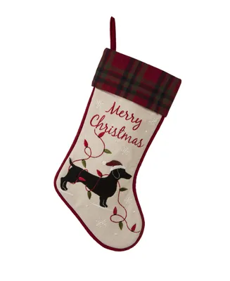 Glitzhome Fabric Christmas Stocking - Dachshund