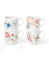 Lenox Butterfly Meadow Kitchen Stack Mugs Set/4, Exclusively at Macy's - White With Multi