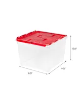 Iris Usa 2Pack 60qt Plastic Christmas Ornament Storage Box with Hinged Lid and Dividers, Red, Holiday Color