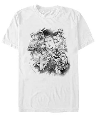 Fifth Sun Dc Men's Justice League Group Sketch Short Sleeve T-Shirt