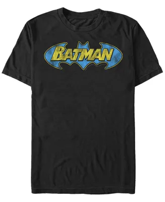 Fifth Sun Dc Men's Batman Classic Distressed Bat Text Logo Short Sleeve T-Shirt