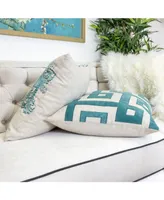 Homey Cozy Paige Applique Embroidery Linen Square Decorative Throw Pillow