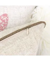 Homey Cozy Lilly Embroidered Linen Square Decorative Throw Pillow