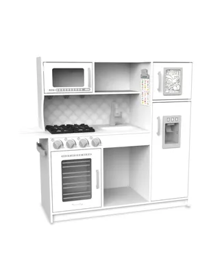 Melissa Doug Wooden Chef's Pretend Play Toy Kitchen With "Ice" Cube Dispenser – Cloud White