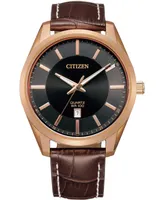 Citizen Men's Quartz Brown Leather Strap Watch 42mm