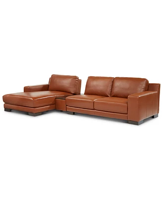 Darrium 3-Pc. Leather Chaise Sofa with Console, Created for Macy's