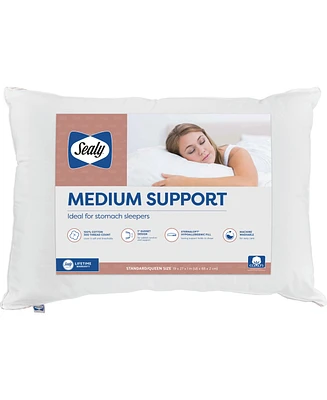 Sealy Medium Support Stomach Sleep Pillow, Standard/Queen