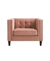 Inspired Home Lotte Velvet Button Tufted Square Club Chair