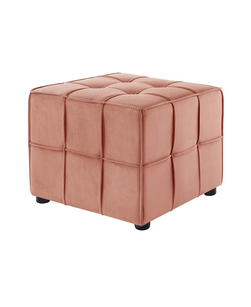 Loft Lyfe Alethea Velvet Tufted Cube Ottoman