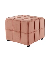 Loft Lyfe Alethea Velvet Tufted Cube Ottoman