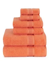 American Dawn Sapphire Resort Gifford Textured Zero Twist Ribbed Border 6 Piece Bath Towel Set