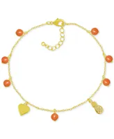 Kona Bay Pineapple & Bead Ankle Bracelet in Gold-Plate