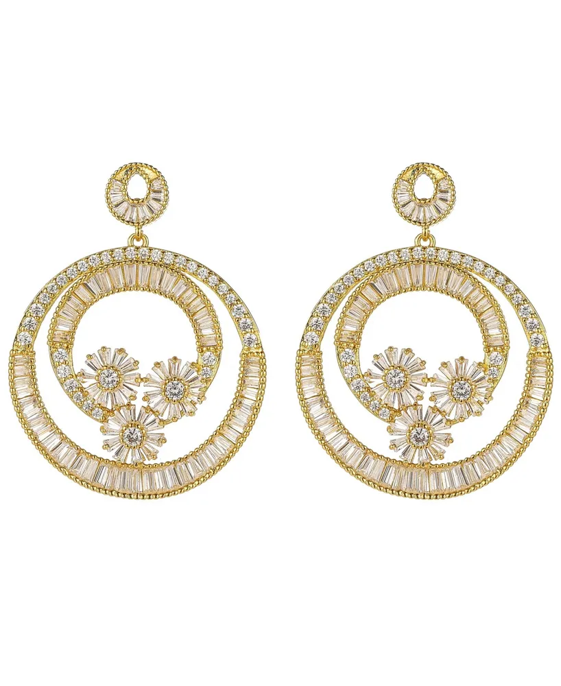 A&M Gold-Tone Flower Hoop Earrings - Gold