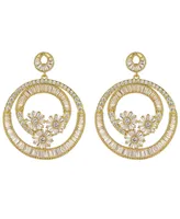 A&M Gold-Tone Flower Hoop Earrings - Gold