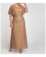 Women's Plus Celestial Cape Sleeve Sequined Lace Gown