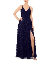 Xscape Petite Sleeveless Floral-Textured Gown