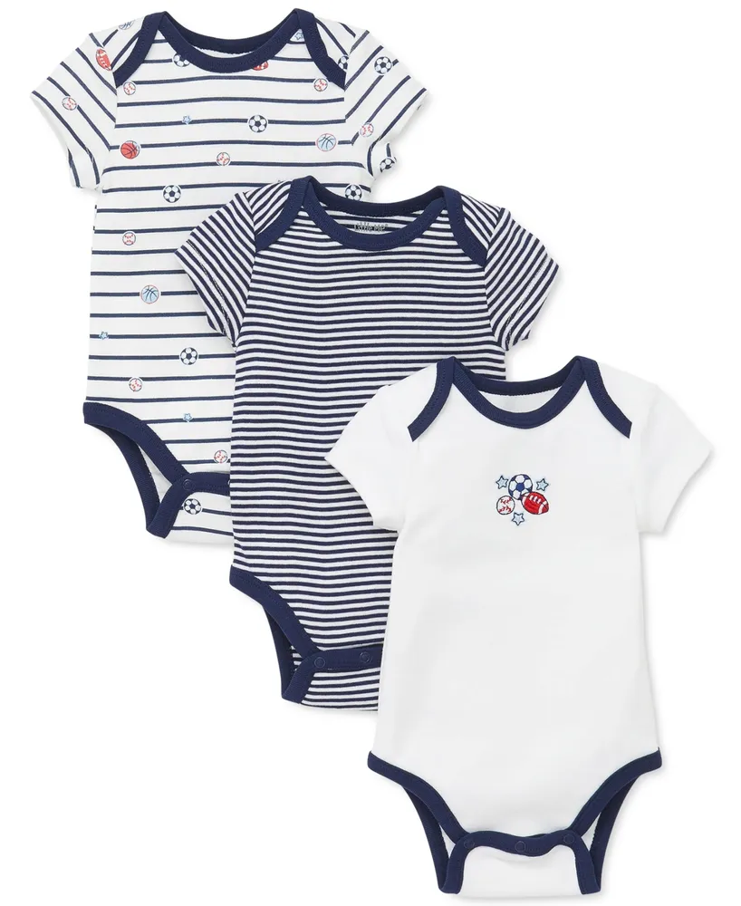 Little Me Baby Boys Cotton Sports Star Bodysuits, Pack of 3