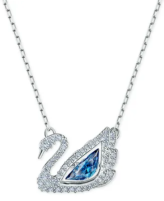 Swarovski Silver-Tone Cubic Zirconia Swan Pendant Necklace, 14-7/8" + 2" extender