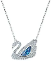 Swarovski Silver-Tone Cubic Zirconia Swan Pendant Necklace, 14-7/8" + 2" extender