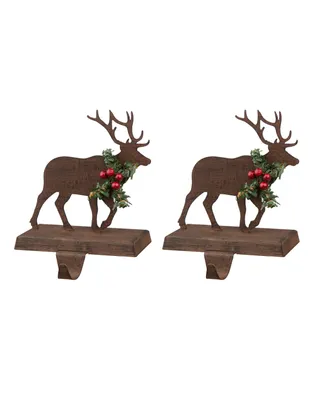 Glitzhome Reindeer Stocking Holder 2 Piece