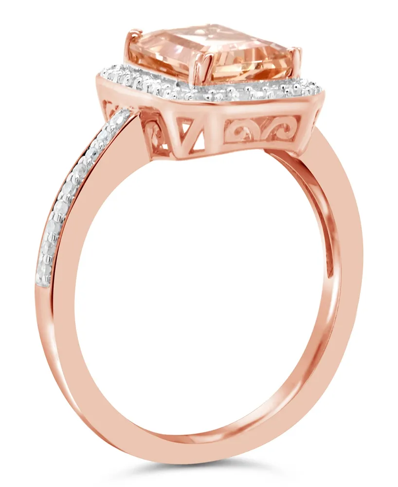 Morganite (2 ct. t.w.) and Diamond (1/4 Ring 14K Rose Gold-Plated Sterling Silver