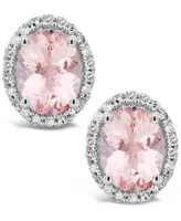 Morganite (2-1/10 ct. t.w.) and Diamond (1/5 ct. t.w.) Stud Earrings in Sterling Silver