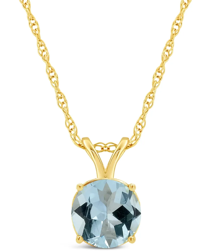 Aquamarine (1-1/4 ct. t.w.) Pendant Necklace in 14K Yellow Gold