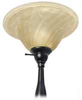 Elegant Designs 2 Light Mother Daughter Floor Lamp with Amber Marble Glass Shades