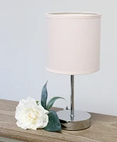 Simple Designs Chrome Mini Basic Table Lamp with Fabric Shade