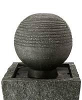 Glitzhome Rippling Floating Sphere Pedestal Outdoor Fountain with Pump and Led Light