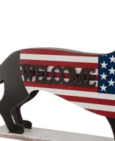 Glitzhome 24.52"L Metal-Wooden Patriotic Double Sided Home-Welcome Dachshund Decor