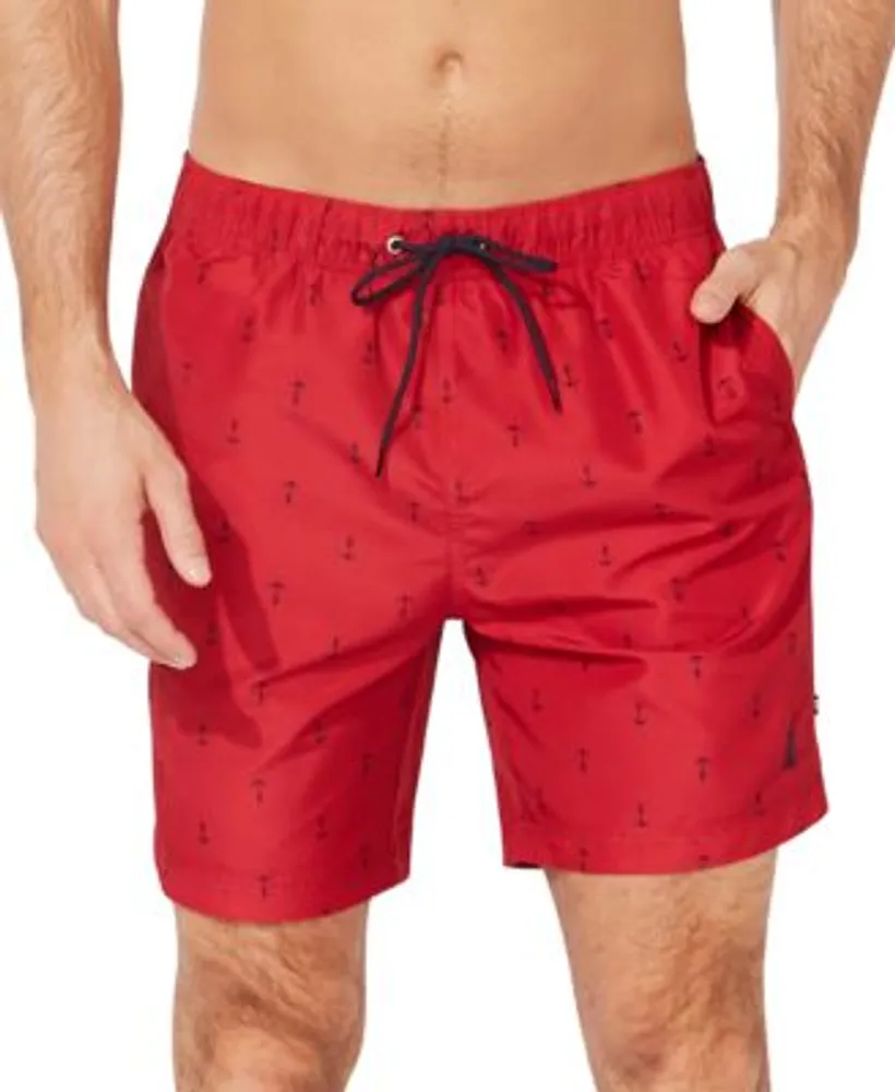 Nautica Mens Quick Dry Anchor Print 5 8 Swim Trunks