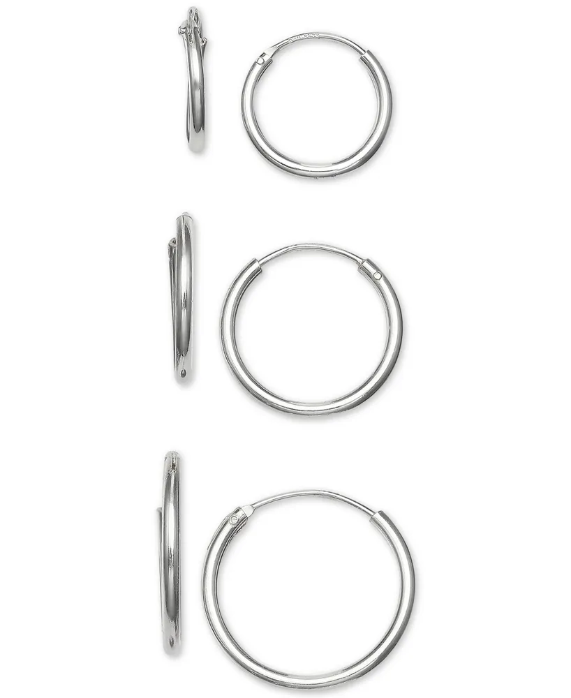 Giani Bernini 3-Pc. Set Small Endless Hoop Earrings in Sterling Silver, Created for Macy's