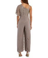 R & M Richards One-Shoulder Lace Jumpsuit