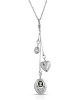 2028 Charm Heart Locket Necklace - Silver