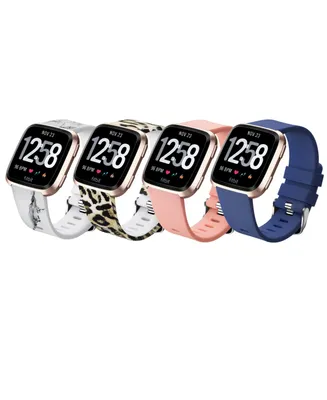 Posh Tech Unisex Fitbit Versa Assorted Silicone Watch Replacement Bands - Pack of 4